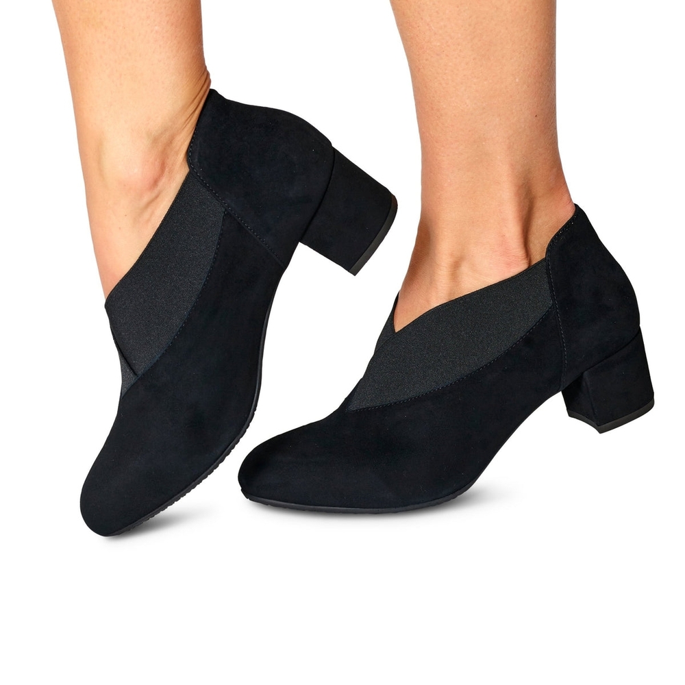 Eric Michael Black Ankle Booties with V-Cut Vamp